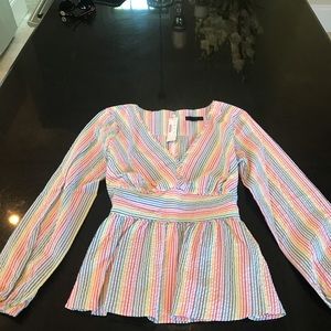 Adorable rainbow, v neck, peplum top